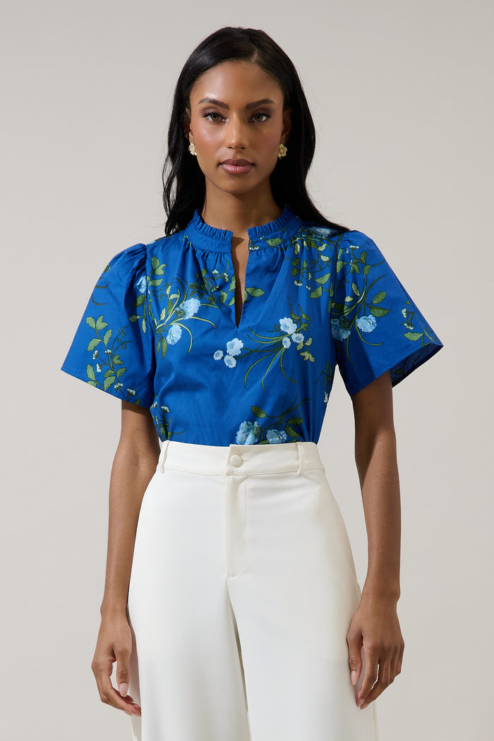 Sendra Floral Reva Split Neck Top