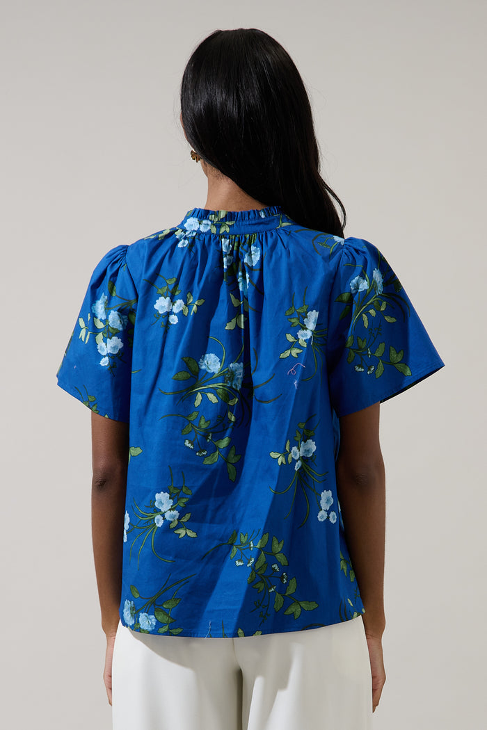 Sendra Floral Reva Split Neck Top