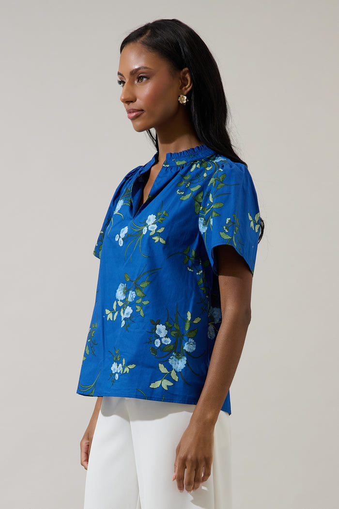 Sendra Floral Reva Split Neck Top