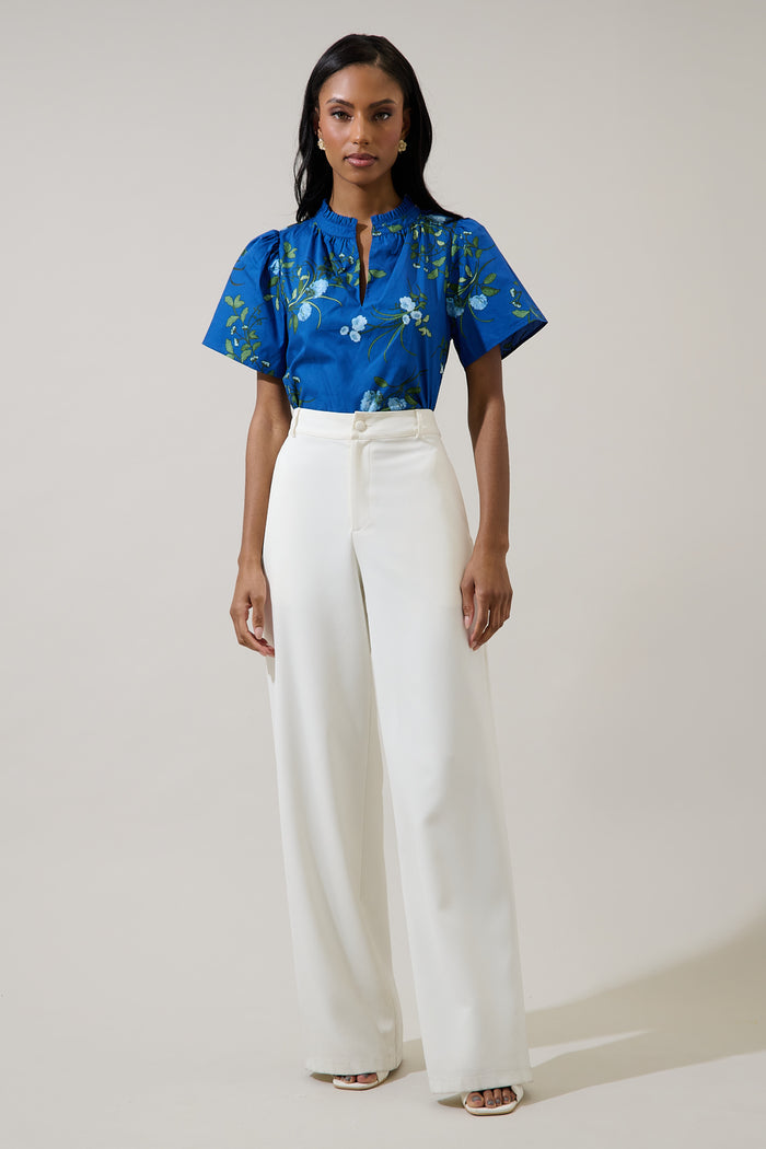Sendra Floral Reva Split Neck Top
