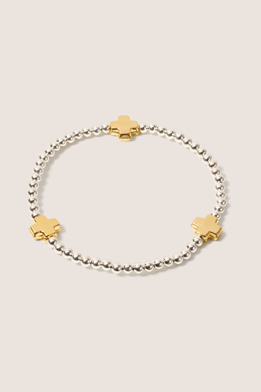 Signature Cross 3mm Mixed Metal Bracelet