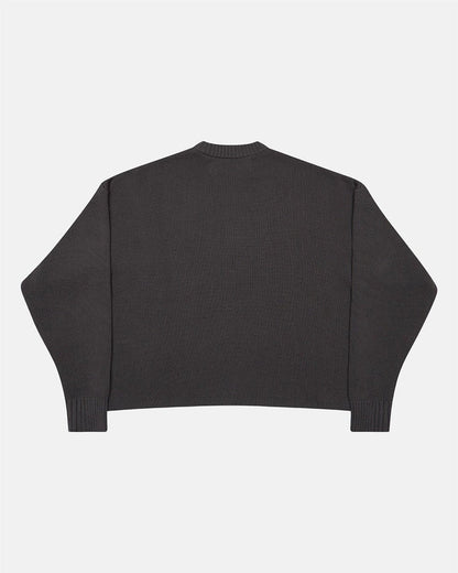 SPIDER KNIT GREY - grey spider print knit sweater, back view - Cold Culture