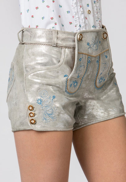 Stockerpoint Woman's Lederhosen Short Baccara Silver Stars size (38)