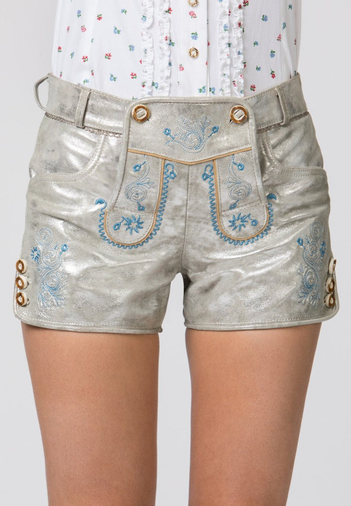 Stockerpoint Woman's Lederhosen Short Baccara Silver Stars size (38)