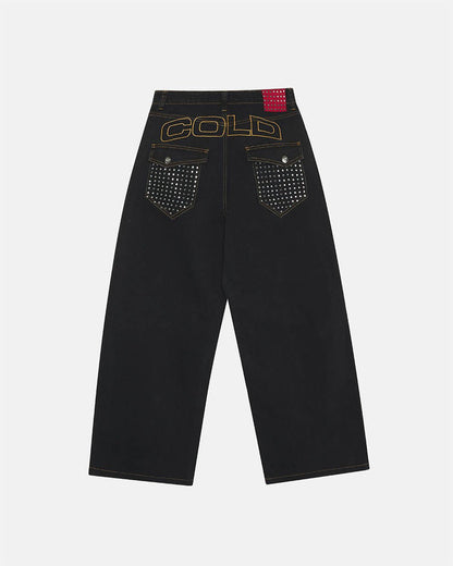 STUDS JEANS BLACK DENIM - COLD CULTURE