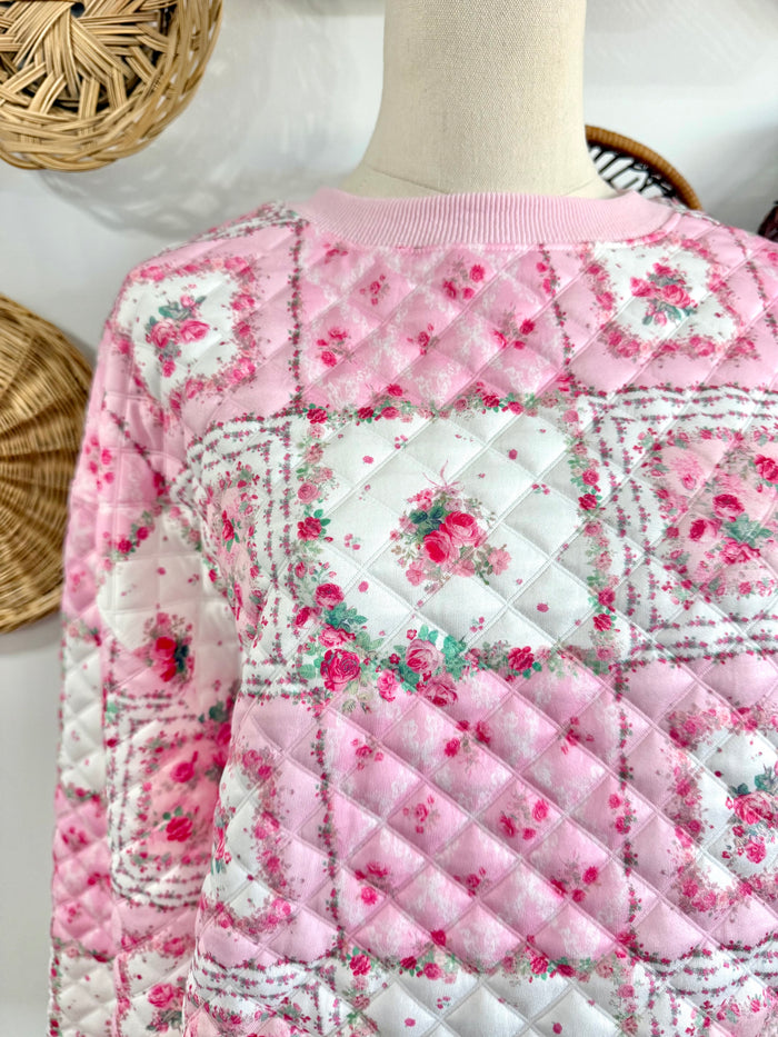 The Cora Patchwork Print Quilted Set in Pink