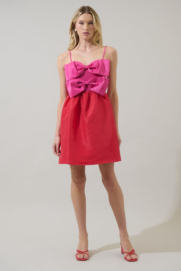 Tizza Bow Color Block Mini Dress