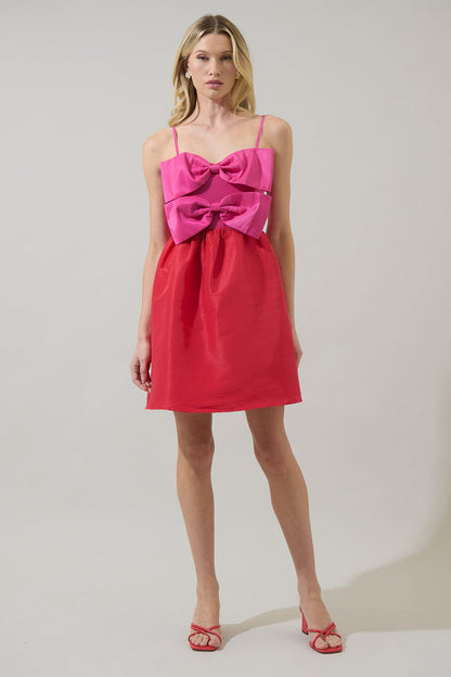 Tizza Bow Color Block Mini Dress