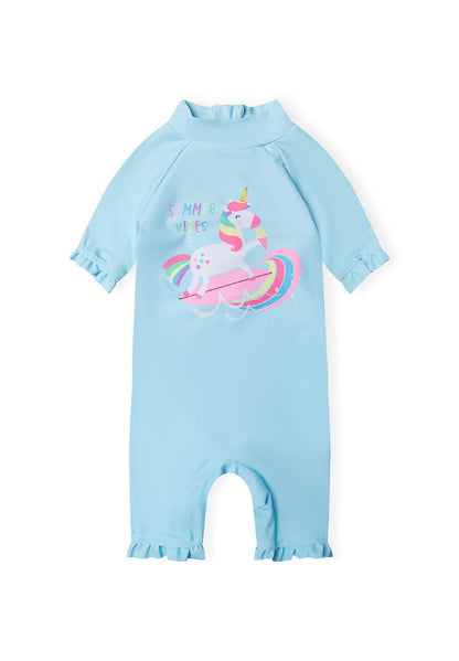 Rash Suit and Hat Set, Unicorn Print, Light Blue - 3