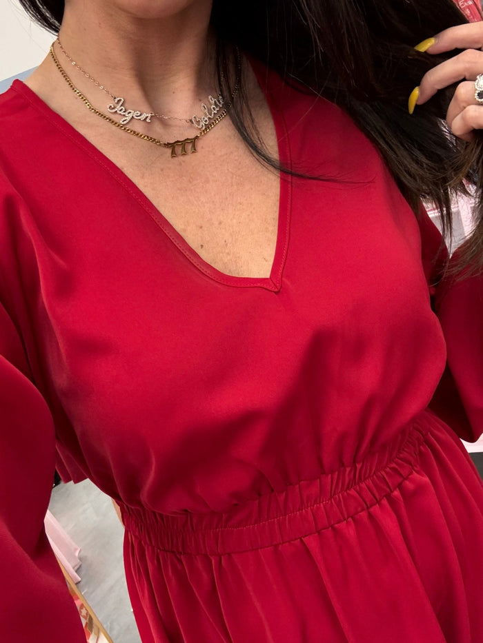 V Neck Dress Wine - Intimate Whispers