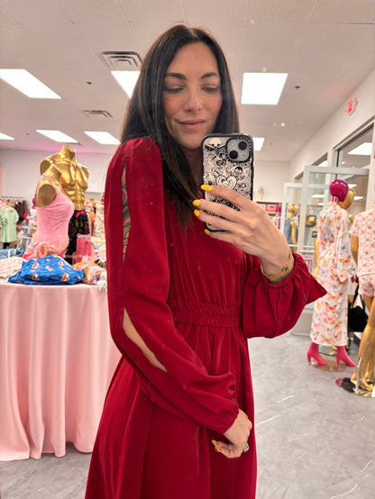 V Neck Dress Wine - Intimate Whispers