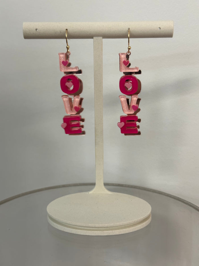 Valentines Earrings Love 3004 - Red / Pink