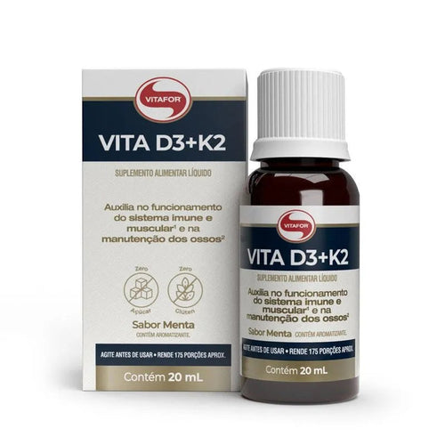 VITAFOR | Vitamina D3 + K2 em gotas Sabor Menta (20 Ml)