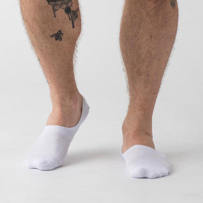 White Never Show Socks 3 Pack on tattooed leg.