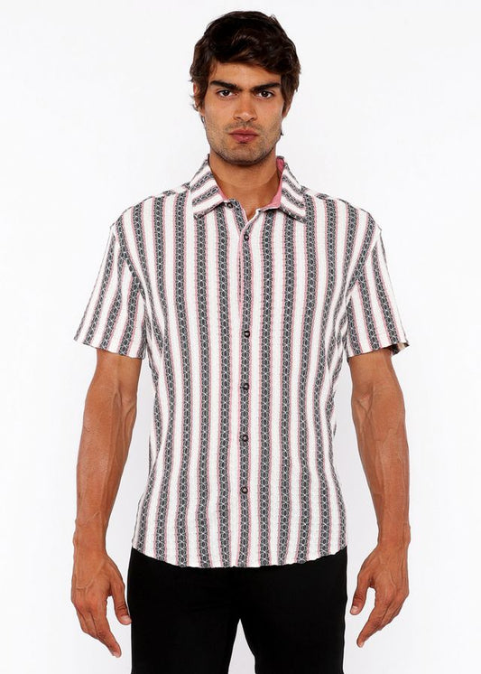 ZIGZAG STRIPE OPEN STRETCH KNIT SHIRT