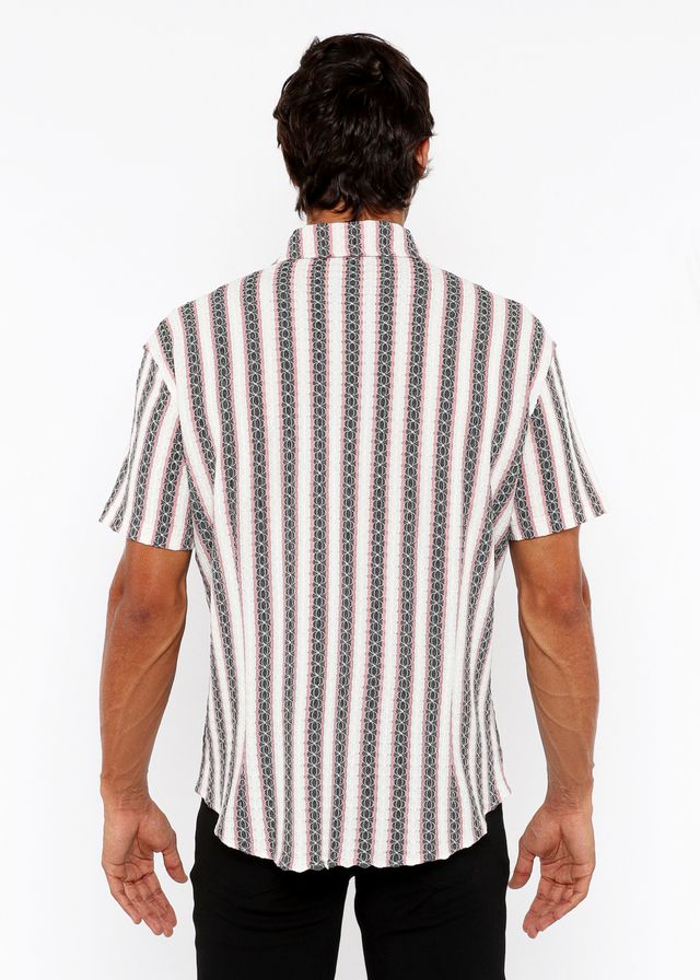 ZIGZAG STRIPE OPEN STRETCH KNIT SHIRT