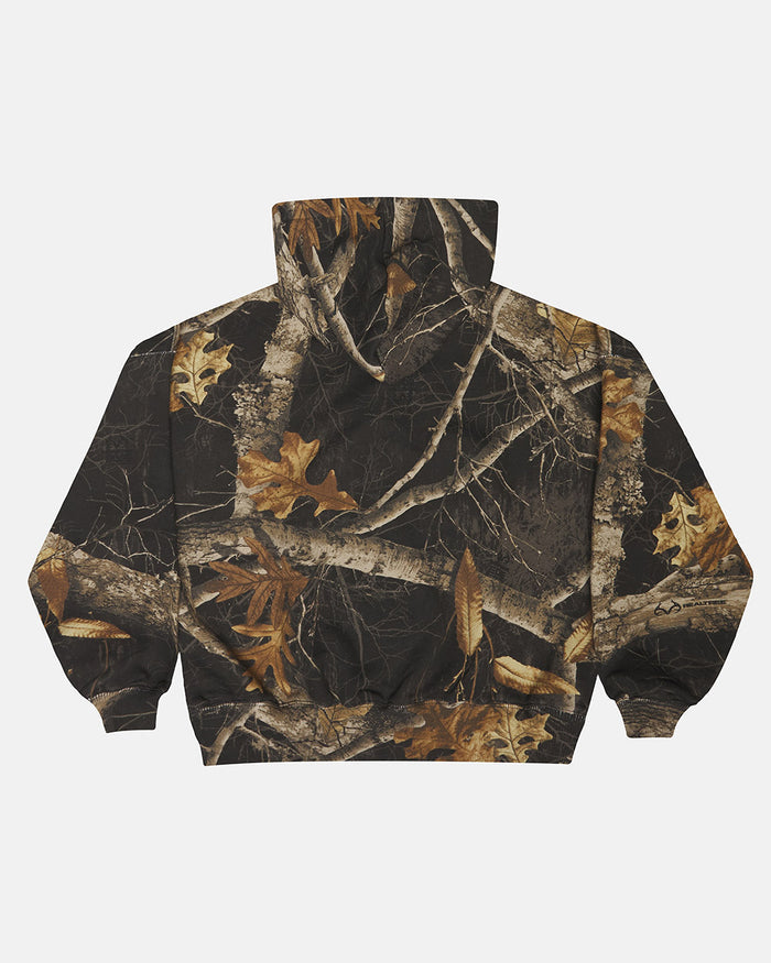 ZIP HOODIE REALTREE BLACK - black camo zip-up hoodie, back view - Cold Culture
